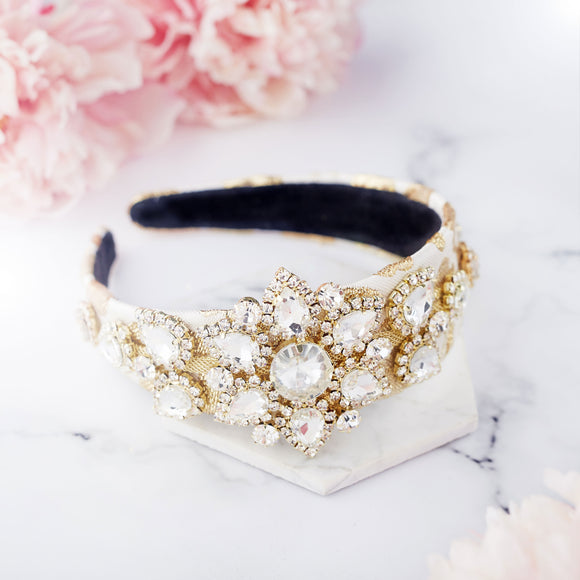 Gold crown hairband for wedding guest and race days