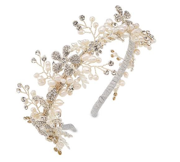 Silver crown hairpiece headband for wedding bridal guest and occassion wear